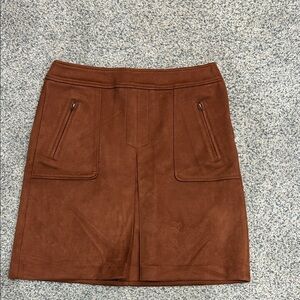 Elegant Brown Faux Suede Skirt